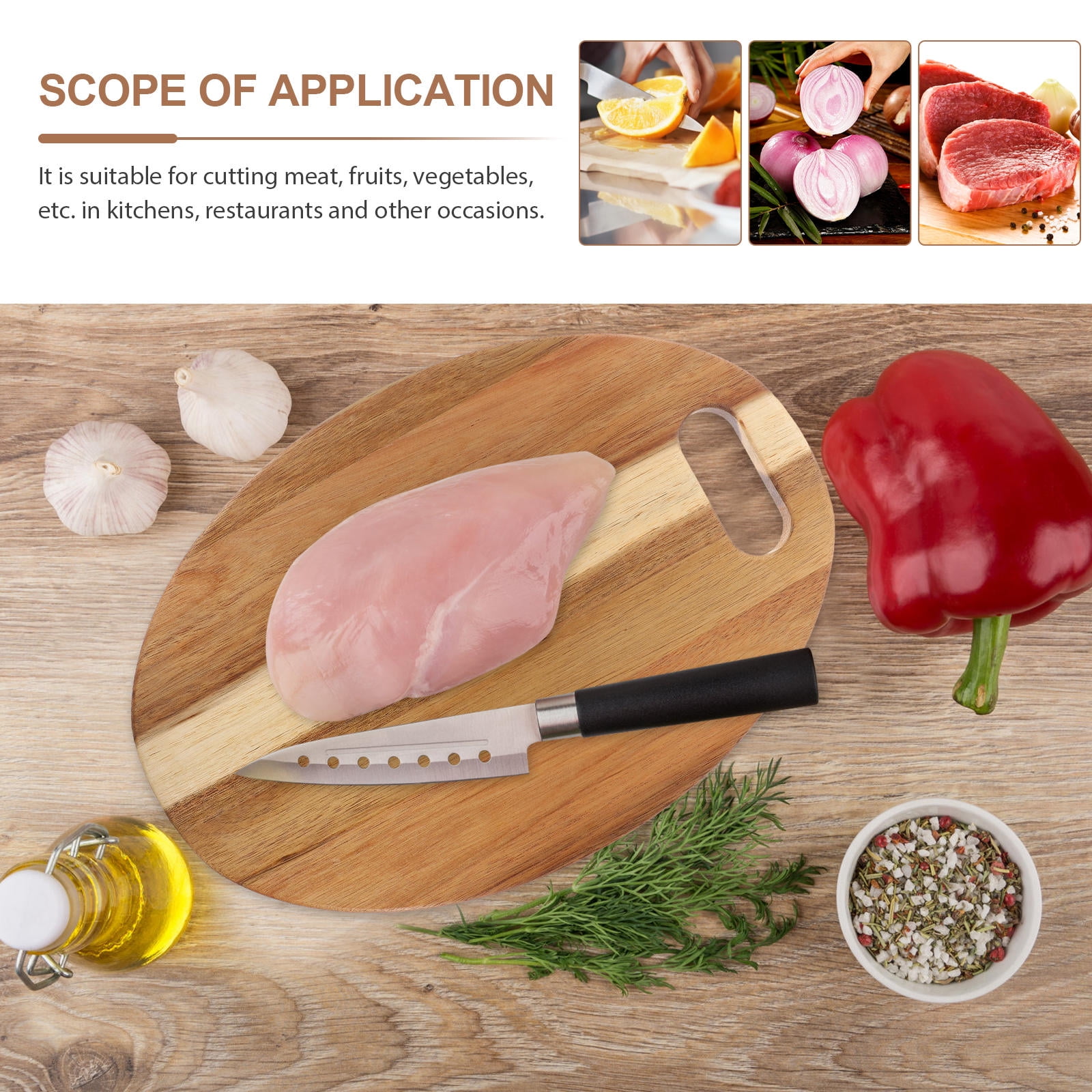 MERRYHAPY Acacia Wood Bread Cutting Board - Chopping Board for Kitchen, Outdoor Camping, and Home Use, 1 Piece