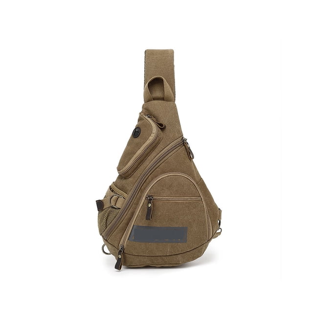 Un bolso de cuero de lona de algodón de moda urbana vintage de color café, bolso bandolera de un solo hombro de 42 cm × 32 cm × 12 cm con bolso de hombre personalizado en la espalda Rojo Verde