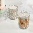thumbnail image 2 of Yayeee 4 Pack Qtip Holder Bathroom Cotton Swab Canister with Lid Clear Dispenser Set, Light Gray Pattern, 2 of 6