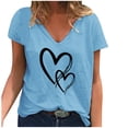thumbnail image 2 of Hauts d'Été Grande Taille pour Femmes, Mode Décontractée, T-Shirt Ample à Col en V Imprimé, Manches Courtes, T-Shirt à Col en V pour Femmes en Liquidation, 2 of 4
