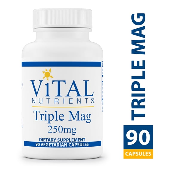 Vital Nutrients - Triple Mag 250 mg - Magnesium for Enhanced Absorption and Metabolism - Contains Magnesium Oxide, Malate and Glycinate - 90 Vegetarian Capsules per Bottle