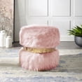 thumbnail image 4 of Nicole Miller Boone Faux Fur Ottoman Upholstered Gold Polished Band, Blush/Gold No Assembly Required, 4 of 9