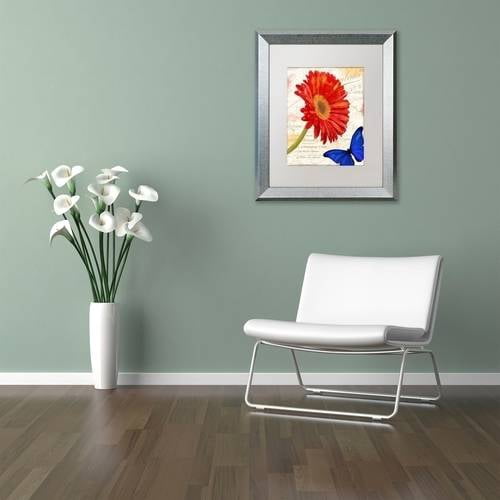Trademark Fine Art "Gerbera Daisy" Canvas Art by Color Bakery White Matte, Silver Frame