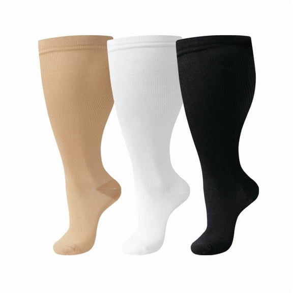 Firefly Hope 3 Pairs Plus Size Wide Calf Compression Socks for Women & Men, Extra Knee High Support Socks for Circulation, 2XL, T22