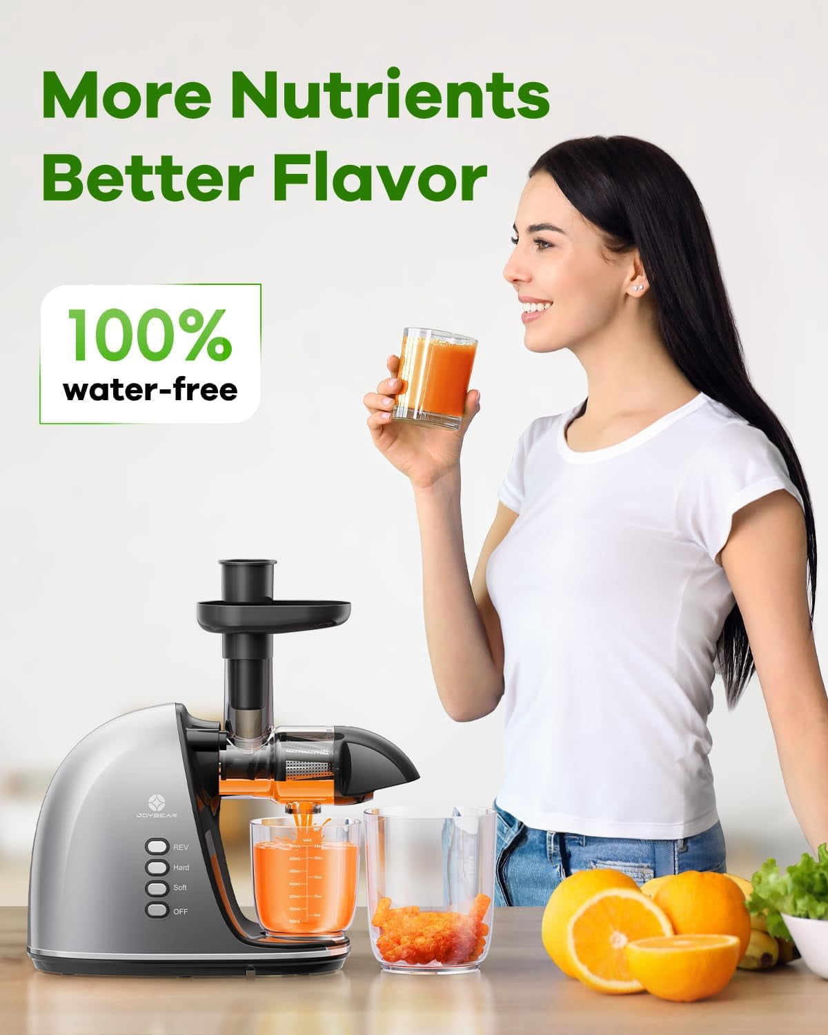 Cold Press Juicer Machine: Easy to Clean Slow Masticating Juicer Extractor for Veggies and Fruits, 92% Juice Yield High Nutrient and Vitamin, Quiet Motor & Reverse Function with Brush, Silver