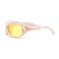 thumbnail image 3 of Super Funky Shoe Lace Trim Rectangular Wrap Around Plastic Sunglasses Light Pink - Yellow, 3 of 4