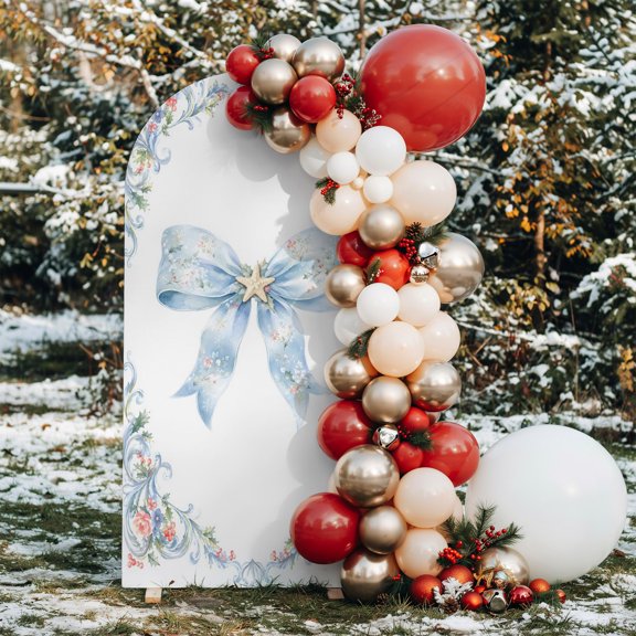 7.2ft Arch Backdrop Cover,White Black Plaid Bow Arch Stand Cover Spandex Fitted Backdrop Covers Christmas Man Wedding Birthday Bridal Shower Party Background Decoration