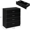 thumbnail image 4 of Knocbel Wood Dresser Simple Design Storage Nightstand with 4 Drawers for Living Room Bedroom, Easy Draw Out Smooth Glide and Silber Metal Handles, 25.98"W x 13"D x 28.7"H Black, 4 of 9