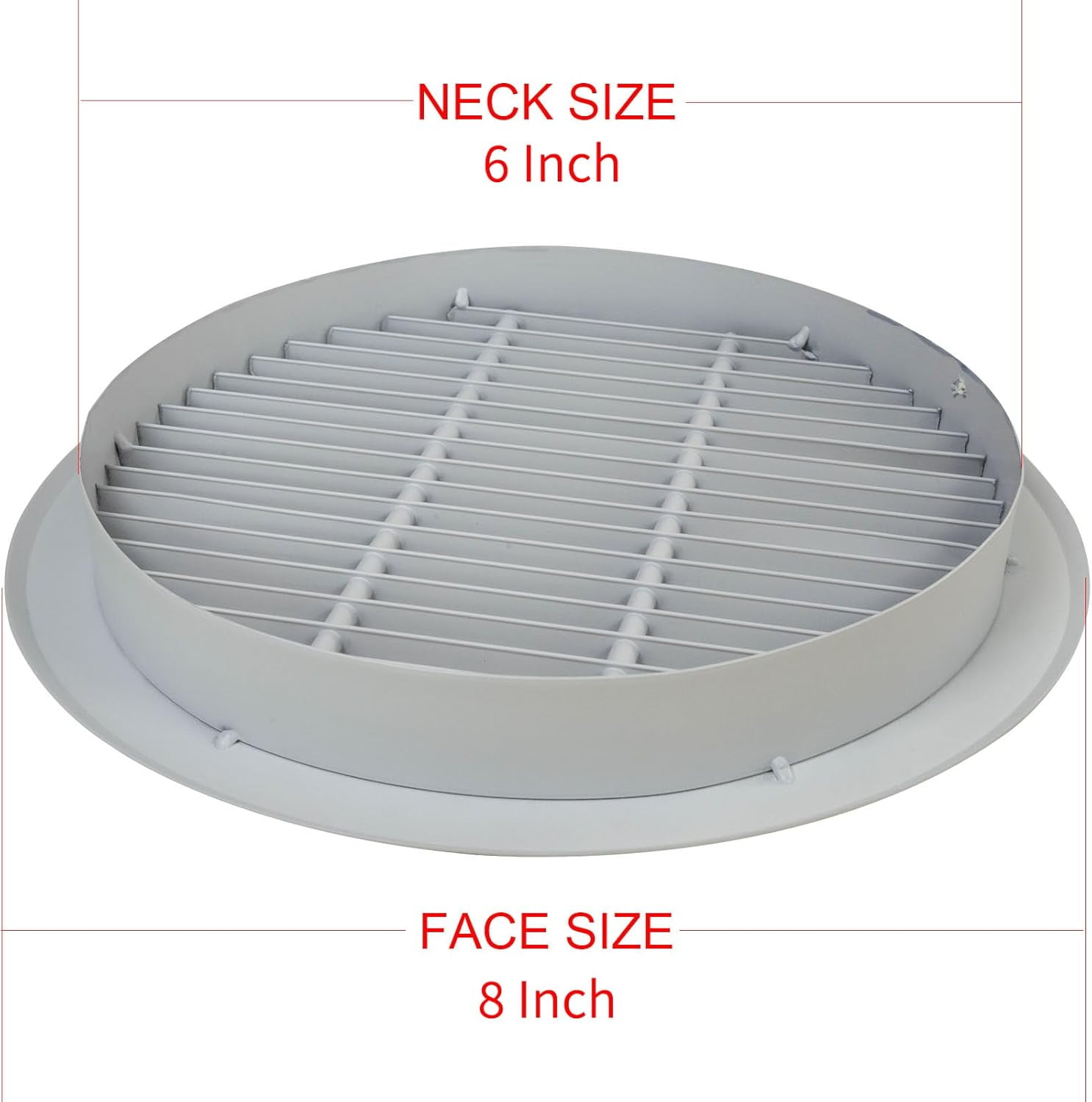Round Ceiling Diffuser for Bathroom Kitchen Garage Duct Ventilation Use for Ceiling & Walls HVAC White Gable Grille Aluminium Register Circular Outlet Roofing Soffit Vent (6 Inch Neck Size)