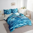 thumbnail image 3 of Feelyou 3D Dolphin Teens Bedding Comforter Set 7pcs, Kawaii Blue Sealife Queen Bedding Sets, Ocean Marine Animal Reversible Queen Sheet Sets, Super Cozy Room Decor, 3 of 8