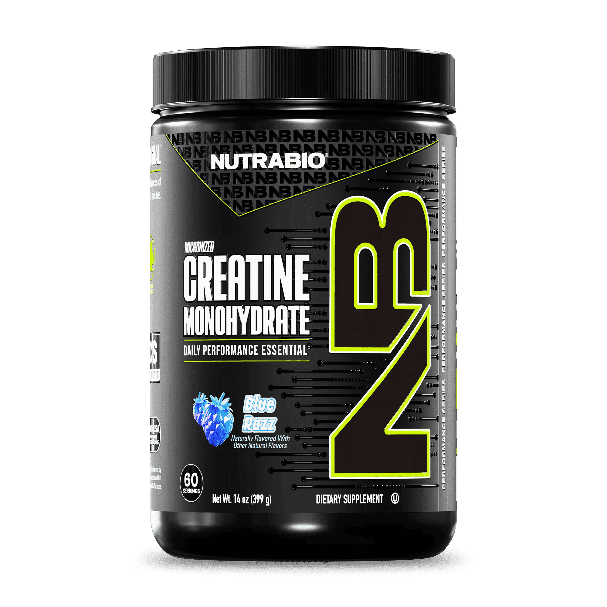 NutraBio Pure Creatine Monohydrate Powder Supplement, Blue Razz, (300 g) - Supports Bulk Muscle Energy, Recovery, and Strength - HPLC Tested Pure Grade Creatine Powder Supplement for Men and Women