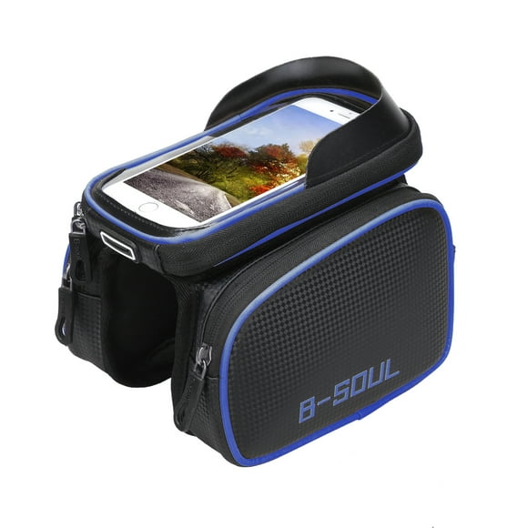 B-SOUL Blue YA210 Bike Top Tube Bag for Phone, Tools, and Essentials – Lightweight Polyester Oxford Design