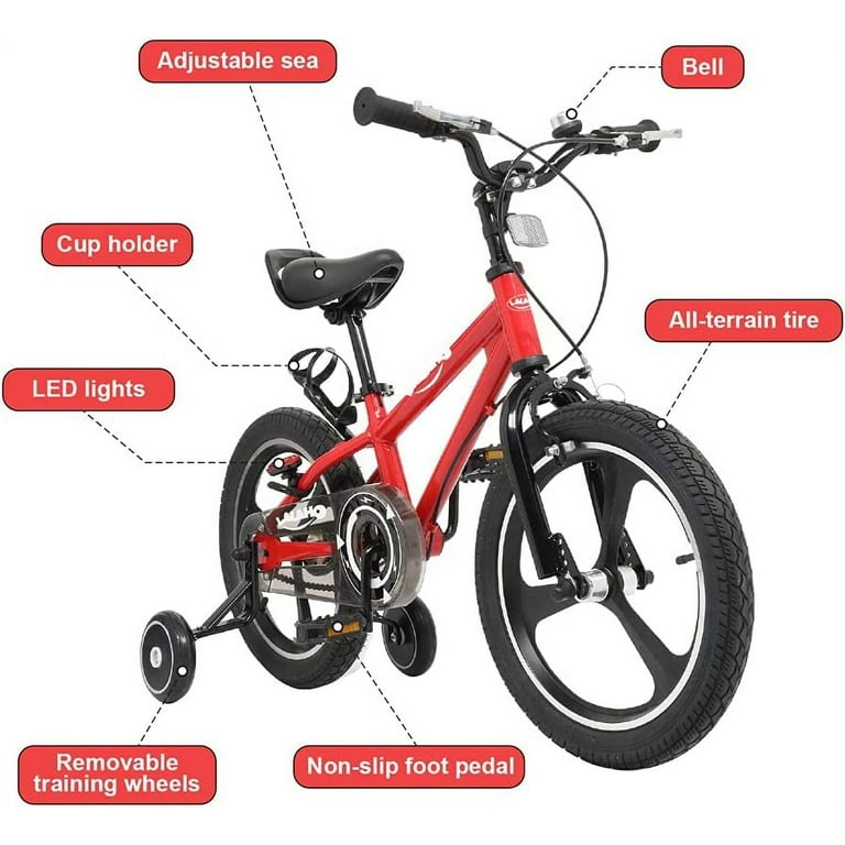 Kids Bike with Water Bottle Holder: 12inch Cycle for Children Up