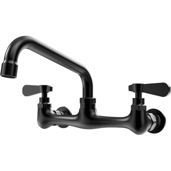 Wall Mount Kitchen Faucets 8 Inch Center Commercial Kitchen Sink Faucet with 8" Swivel Spout 2 Handle Wall Mounted Utility Laundry Sink Faucets, Utility Sink Faucet