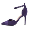 thumbnail image 3 of FSJ Women Fashion Strappy Pointed Closed Toe Ankle Buckle Strap D'Orsay Stiletto High Heels Sandals Pumps Party Wedding Shoes Size 12 Purple, 3 of 5