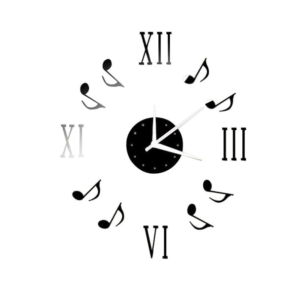 Etiqueta engomada del espejo de la nota de la música reloj DIY calcomanías con espejo de acrílico reloj de pared decoración de la habitación del hogar papel tapiz Noticed JJ11072-02