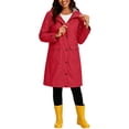 thumbnail image 7 of Zpanxa Womens Winter Jackets Long Hooded Waterproof Raincoat Striped Lined Lightweight Windbreaker Outdoor Jacket with Pockets Casual Travel, 7 of 7