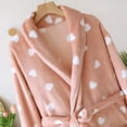 thumbnail image 5 of Arlun Womens Heart Print Sleepwear Robes for Valentine's Day Loose Cozy Knee Length Bathrobe Belted Soft Plush Fuzzy Shawl Collar Bathrobe Loungewear Pink XL, 5 of 8