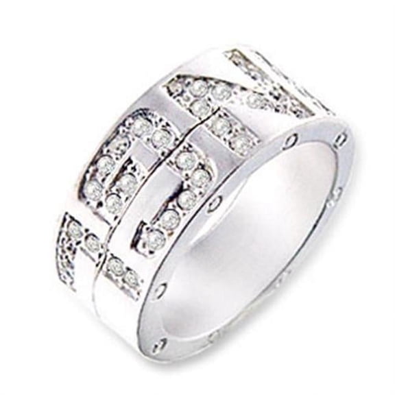 Alamode SR35-7 Women Matte Silver Brass Ring with Top Grade Crystal in Clear - Size 7