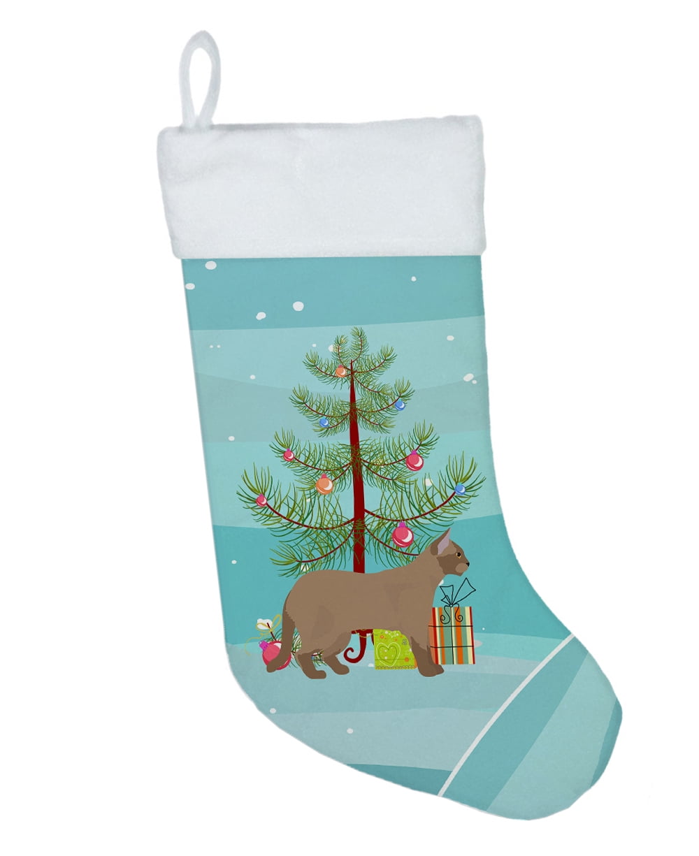 European Burmese #2 Cat Merry Christmas Christmas Stocking 13.5 in x 18 in