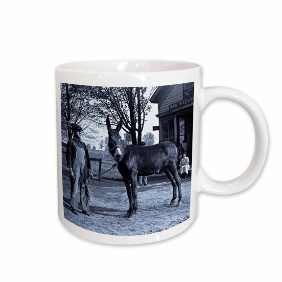 3drose, 1901 Man and a Mule in Milwaukee Cyan, 11oz Mug