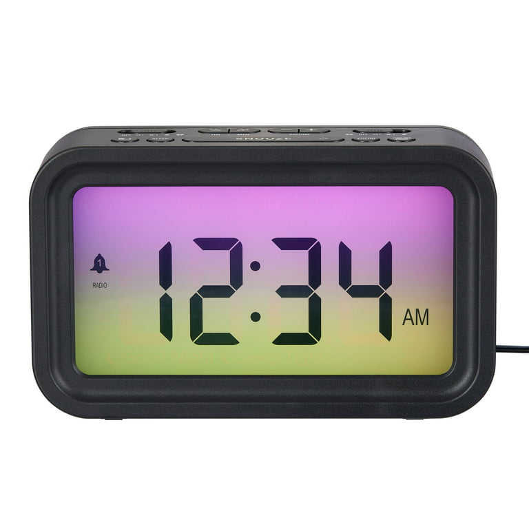 Onn. Digital Alarm Clock with Radio, White