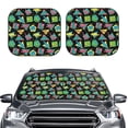 thumbnail image 2 of Xecao Geometric Dinosaur for Foldable Car Sun Shades (2-Pack) offer sun protection with an easy-fold design for convenient windshield shading., 2 of 7