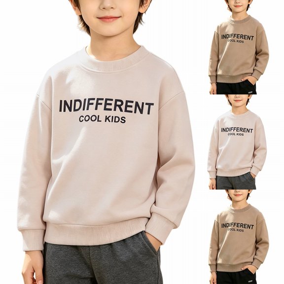 Generic Toddler Boys Crewneck Cotton Sweatshirts Cute Print Casual Sweatshirts Fall Trendy Baggy Long Sleeve Pullovers School Clothes