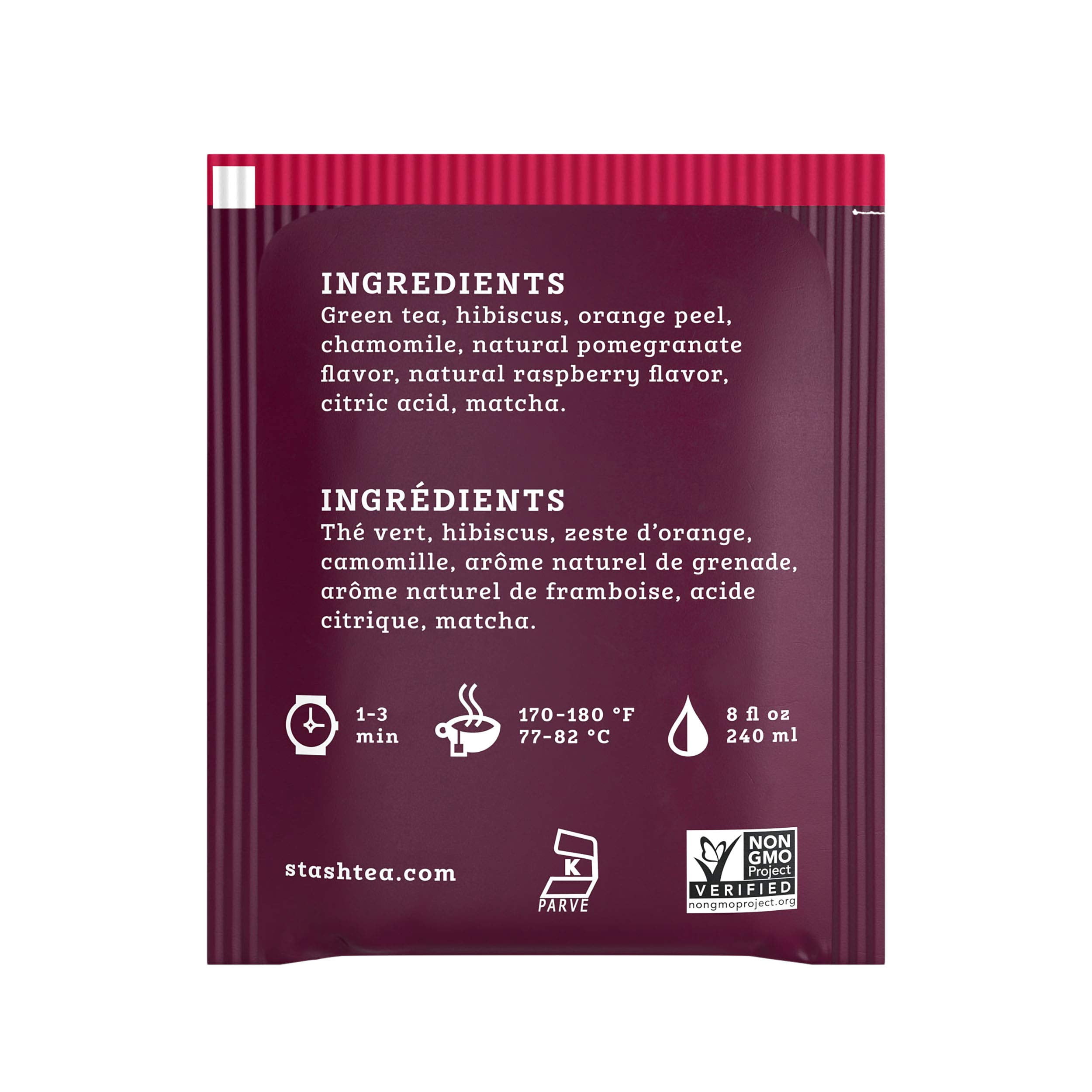 Stash Pomegranate Raspberry Green Tea with Matcha - 18 Tea Bags - Case of 6