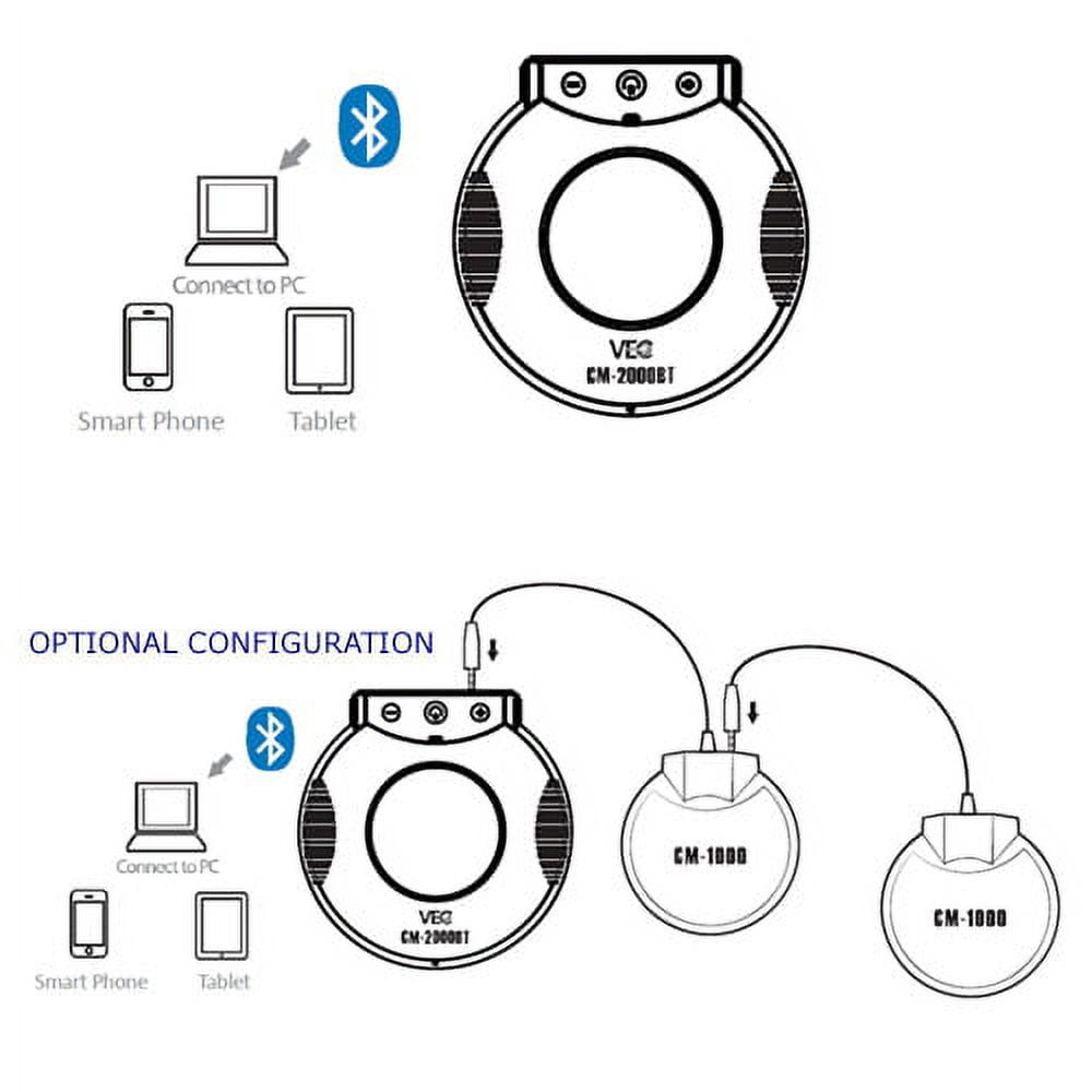 VEC CM-2000BT Bluetooth Desktop Conference Microphone with Playback Speaker