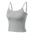 thumbnail image 4 of ERkkoi Built In Bra Tank Tops For Women Casual Round Neck Summer Basic Stretch Comfortable Blouse Tee Womens Sleeveless Tops Cami Shirts Grey S, 4 of 6