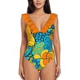 thumbnail image 5 of 60S Hippie Psychedelic Pattern One Shoulder Ruffle Swimsuits Bodysuit One Piece Swimwear Women New Female Beach Swimsuit, 5 of 5