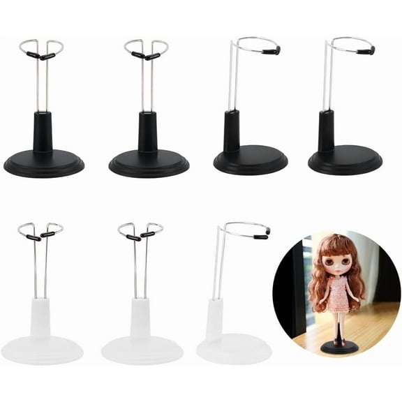 8Pcs Stand 2 Colors Display Stand Support with Adjustable Waist Clip Dolls Action Figure Stands Mini Support Frame Prop for 6'' Dolls Accessories
