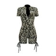 thumbnail image 3 of Liacowi Women Short Sleeve Bodycon Romper Leopard Print Sexy Slim Fit Short Jumpsuit One Piece Playsuits Bodysuits, 3 of 6