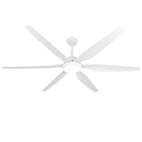 Wozzio 65 inch Ceiling Fan with Light and Remote, 3CCT Dimmable LED Light, 6 White ABS Blades, Indoor & Outdoor