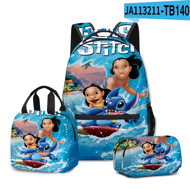 3 Pieces Stitch Backpack Suit With School Bag Lunch Bag Pencil Box, Large Capacity Backpack For Boys And Girls-week