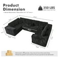 thumbnail image 3 of Vcatnet 135" Modular Sectional Sofa L Shaped Corduroy Couch Oversized Modern Minimalist Cloud Couch with Chaise for Living Room, Black, 3 of 9