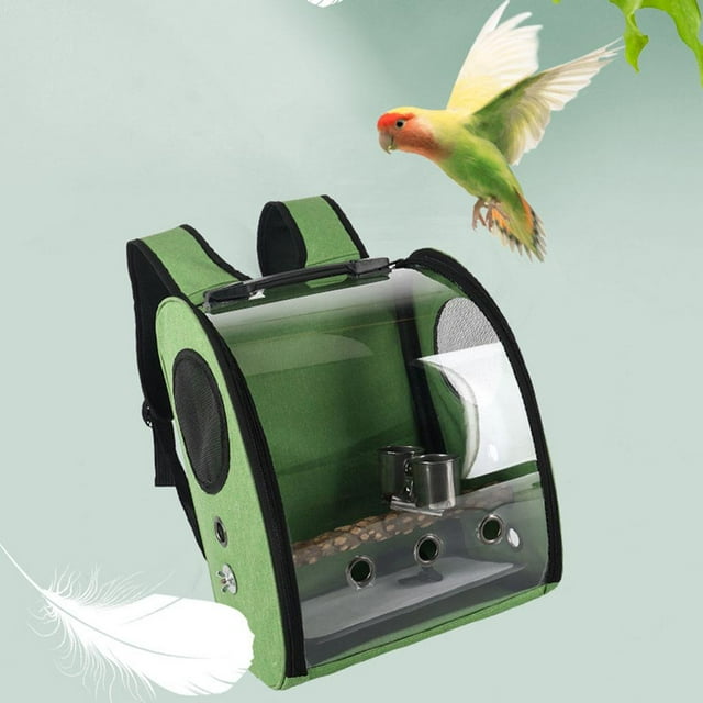 Bolsa de Transporte para Pájaro Colco Jaula para Mascota Correa para El Hombro Ventana Visible Tela Oxford Verde