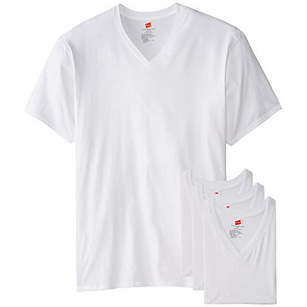 Hanes Men's Tall Man V-Neck T-Shirt (Pack of 3) (Large Tall, White ...