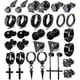 thumbnail image 1 of 15 pares de pendientes para hombre, kit de pendientes de acero inoxidable negro para hombre y mujer, joyería de piercing de moda, colgante de cruz., 1 of 2