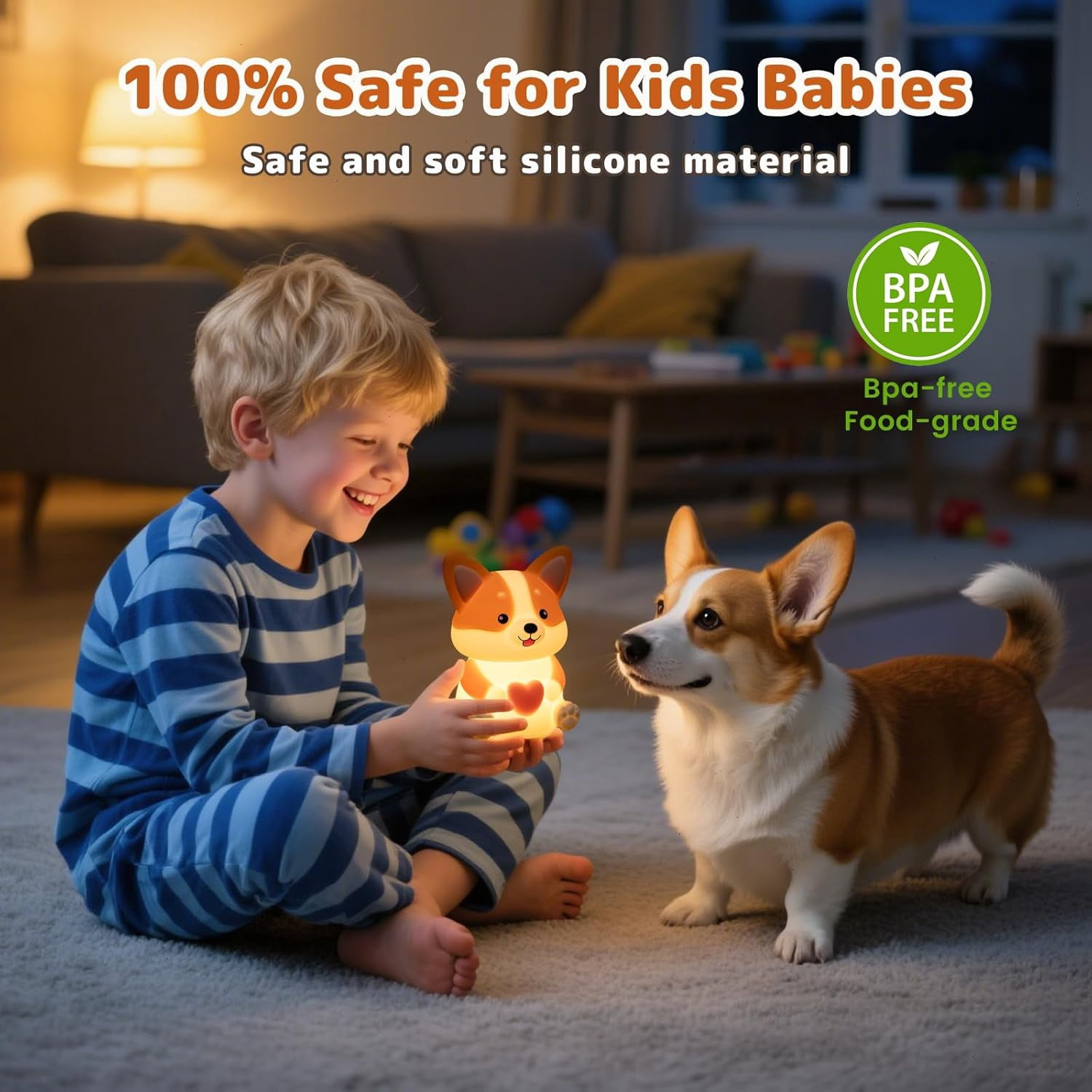 Dog Night Light for Kids, Cute Puppy Silicone Nursery Lamp, 3 Level Dimmable Touch Light with 30M Timer, Rechargeable Baby Night Light for Kids Room, Gifts for Women Boys Girls