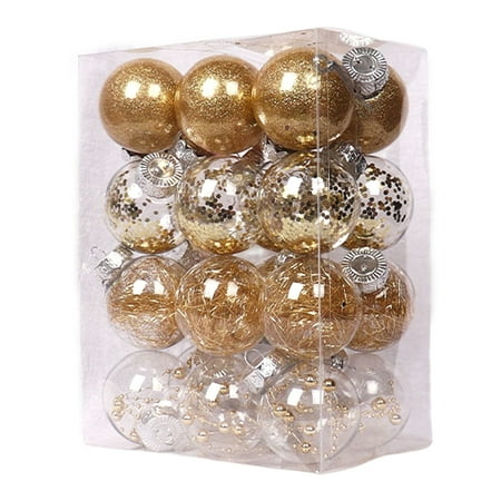 

ActFu 24Pcs Christmas Balls Transparent Colored Easy Hanging Xmas Party Decoration Ball Pendants Party Supplies