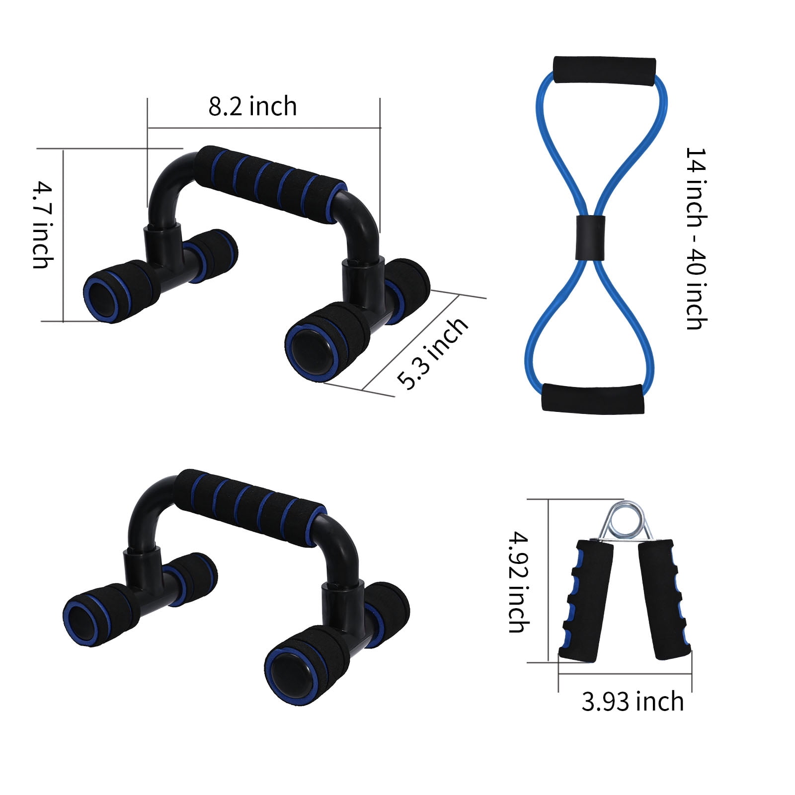 6-in-1 Home Abdominal Fitness Set, Ab Roller, Knee Pad, Push-Up Handles & Resistance Bands, Hand Trainer with Skipping Rope (Unisex)