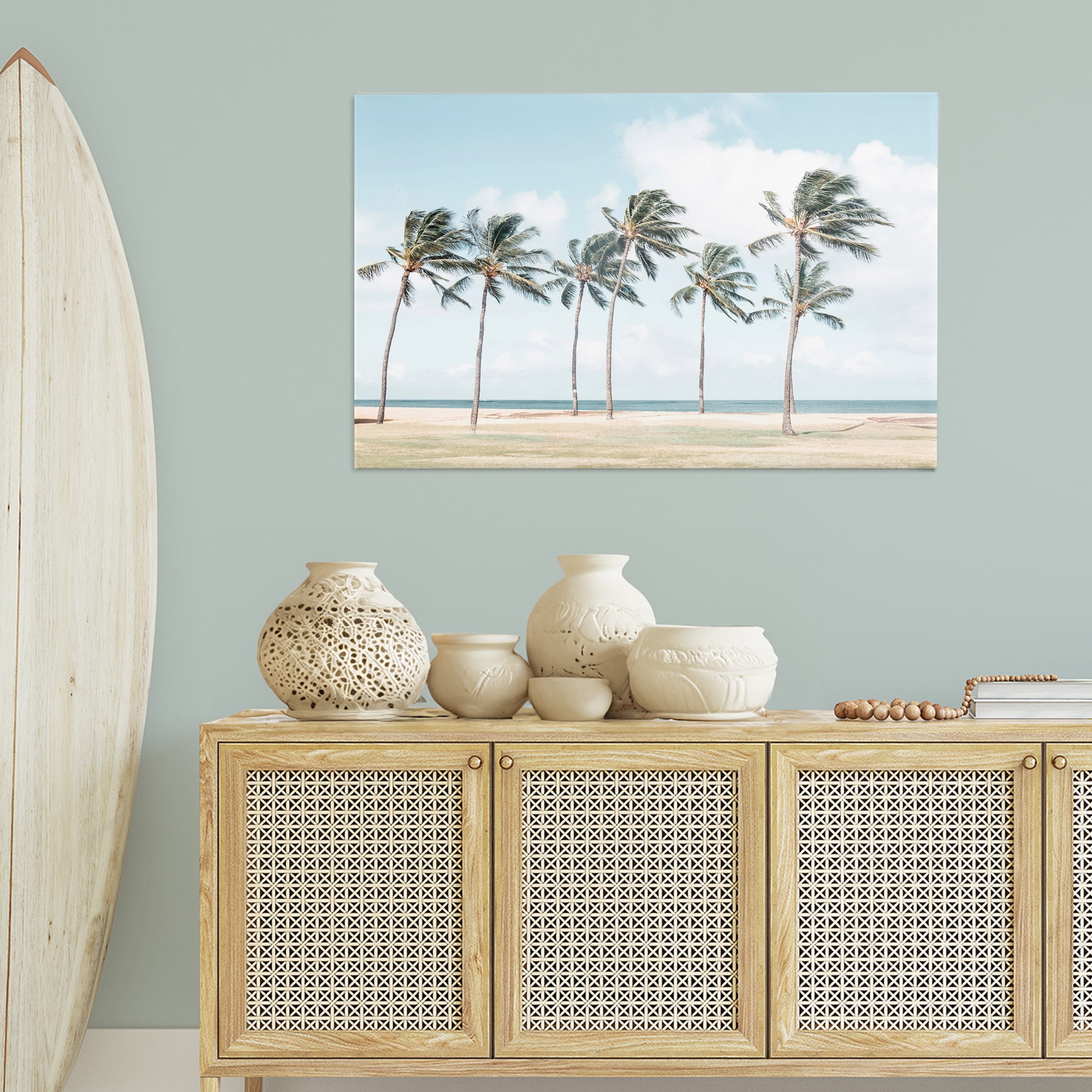 Stupell Industries Windswept Palm Trees Nautical & Beach Painting Wrapped Canvas Art Print Wall Art, 45 x 30