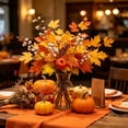 thumbnail image 5 of Fall Artificial Floral Arrangement with Maple Leaves and Pumpkins Thanksgiving Harvest Table Centerpiece Decor for Home Shelf Mantel Plastic Faux Flower Sprig for Vase Filler and Autumn, 5 of 6