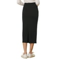 thumbnail image 3 of INSPIRE CHIC Women's Straight Skirt High Waist Midi Sweater Pencil Skirt L Black, 3 of 6