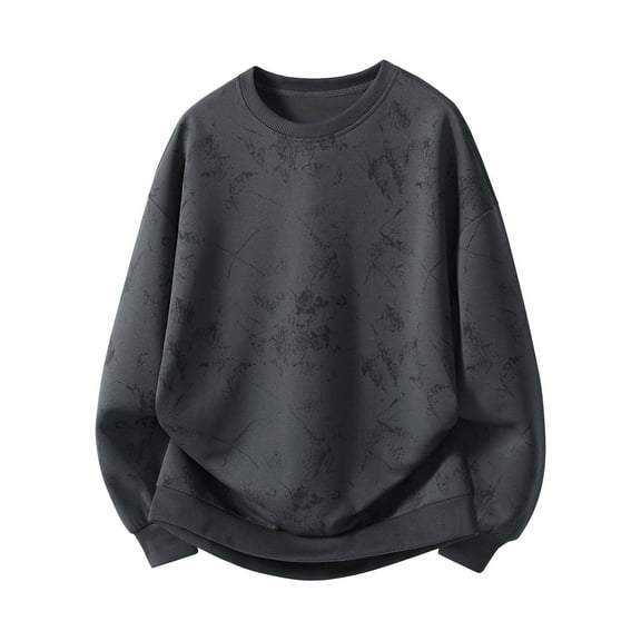 Men's Crewneck Warm Sweatshirt Tie Dye Casual Long Sleeve Sweater Basic Plaid Pullover Tops Fall Winter Outfit