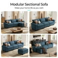 thumbnail image 3 of LINSY HOME Modular Sectional Sofa with Ottoman, 3-Seat L Shaped Cloud Couch for Living Room, Blue, 3 of 7