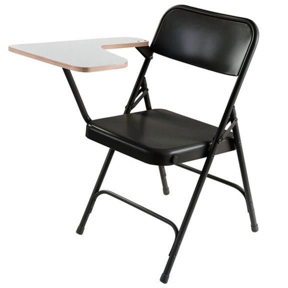 UrbanPro 31" Metal Tablet Right Arm Folding Chair in Black (Set of 2)