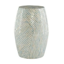 Riverbay Furniture Mosaic Capiz Drum Table in Light Blue